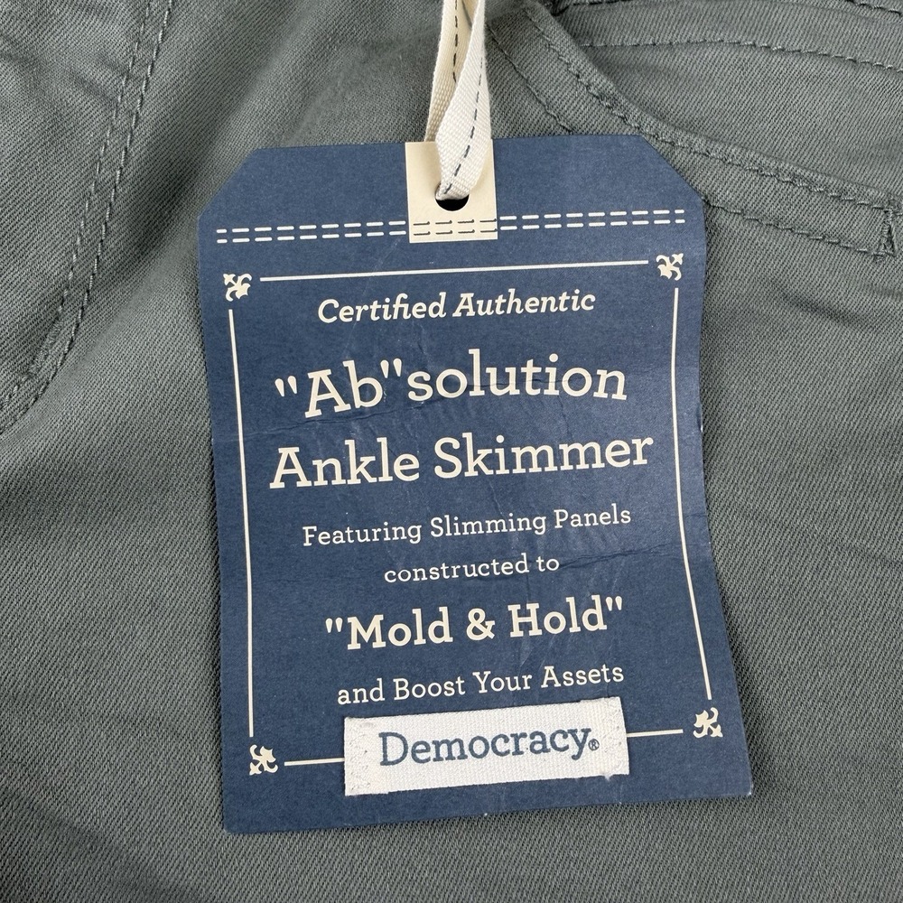NWT-Democracy Ab Solution Ankle Skimmer Olive Green Pants Elastic Waist Size 4 - Picture 8 of 16